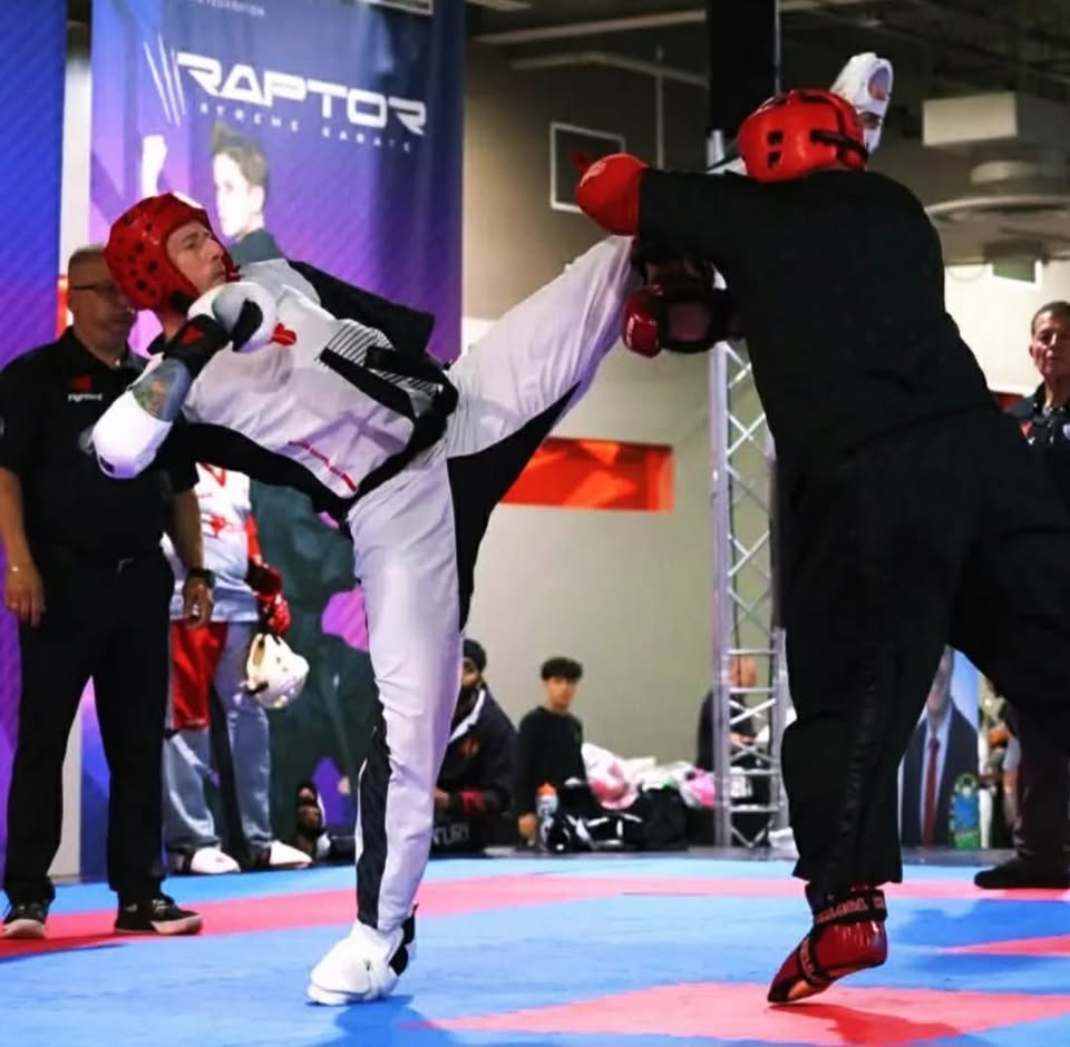 Coach Scott Brady competing in Taekwondo